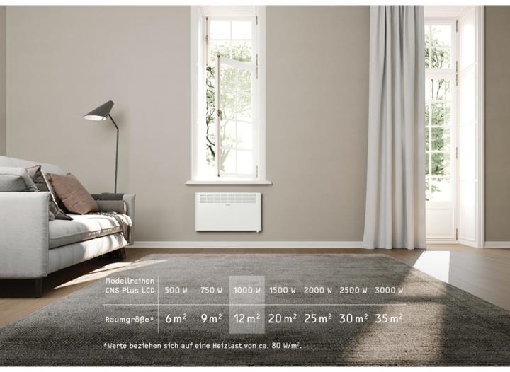Produktbild Stiebel Eltron CNS 1000 Plus LCD, 1,0 kW Wandkonvektor für ca. 12 m², TÜV geprüft (1000 W)