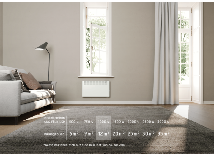 Produktbild Stiebel Eltron CNS 1000 Plus LCD, 1,0 kW Wandkonvektor für ca. 12 m², TÜV geprüft (1000 W)