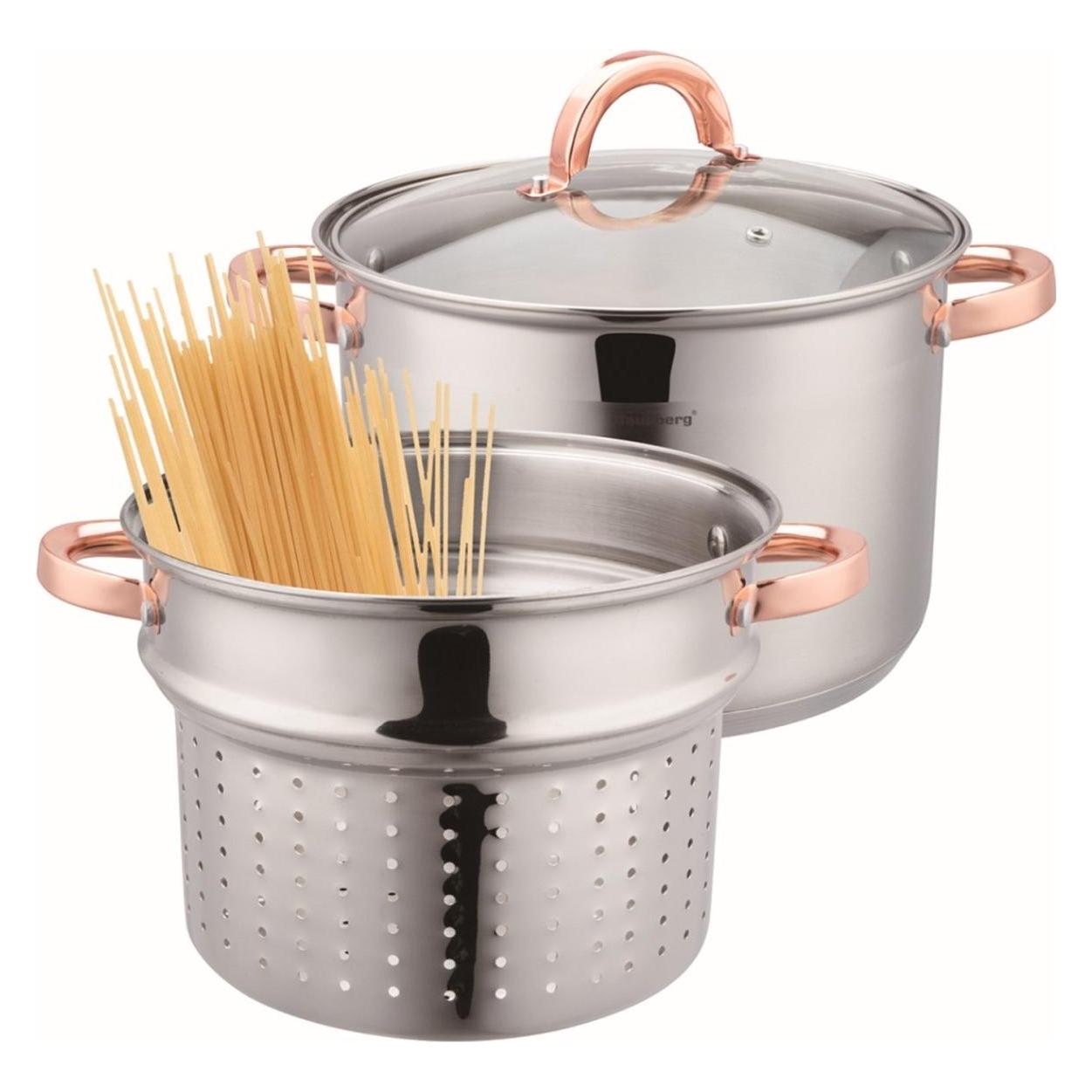 Klausberg Topf Mit Pastaeinsatz, Pan + Steelpan, Zilver