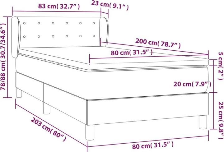 Produktbild vidaXL Boxspringbett (80 x 200 cm)