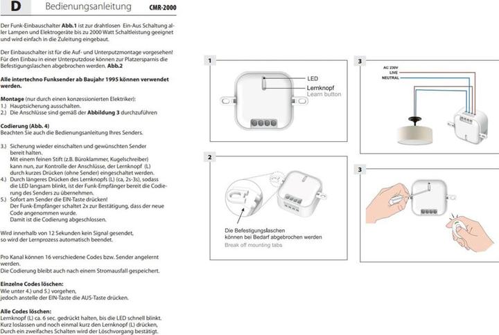 Actual product image Steffen Built-in radio switch CMR-2000, White (Switch actuator)