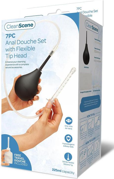 Produktbild AquaClean Clean Scene 7 Piece Anal Douche Set with Flexible Tip Head - Versatile and Comfortable Enema Set
