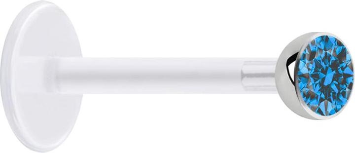 Immagine prodotto Star Piercing Micro Labret trasparente con sfera e cristallo azzurro (senza ottone, Acciaio chirurgico 316L, Materiale sintetico)