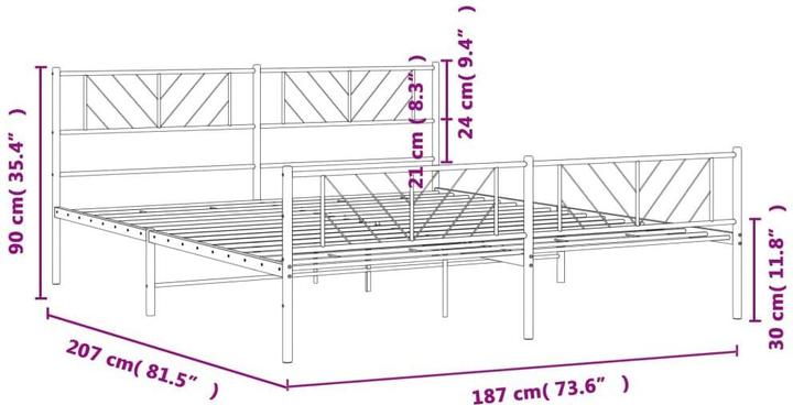 Produktbild vidaXL Metall Bettgestell (180 x 200 cm)