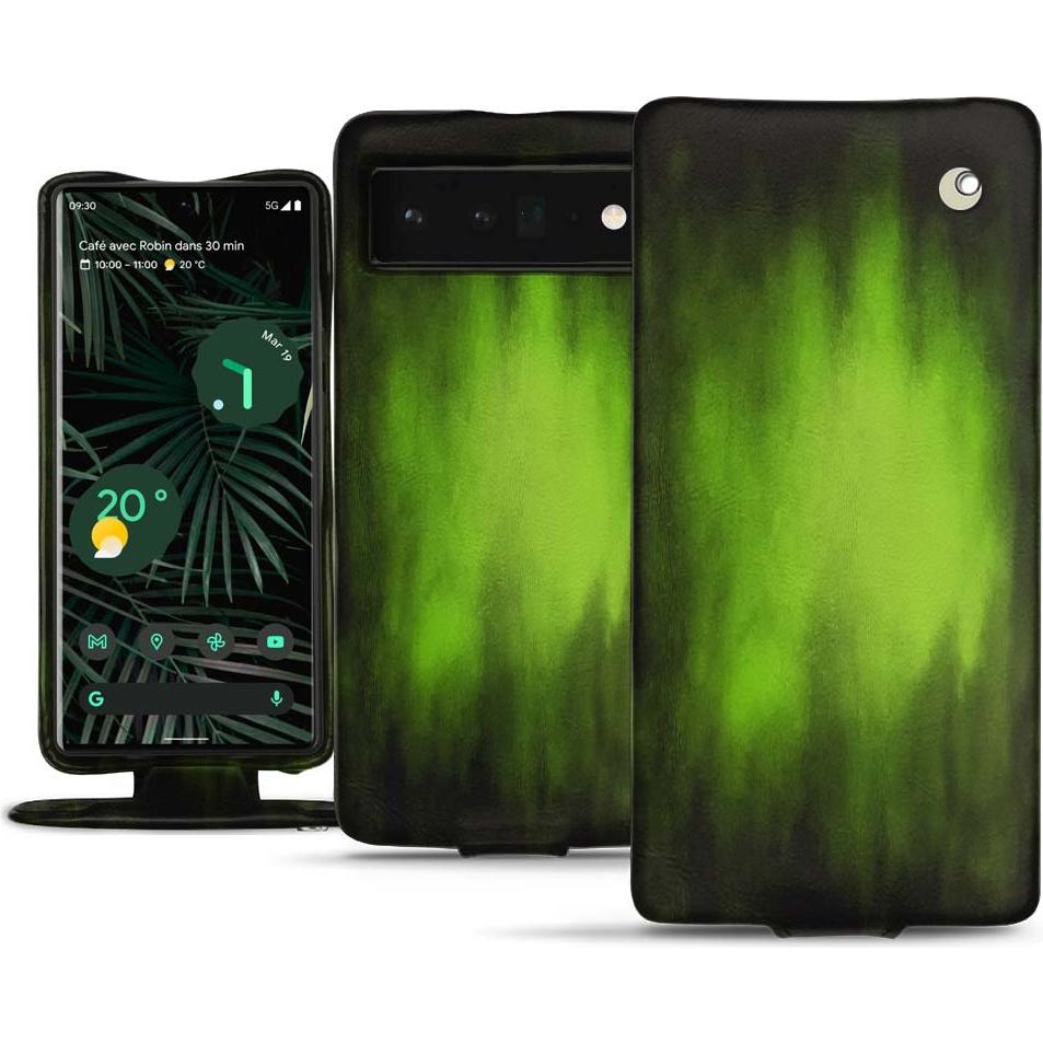 Noreve Lederschutzhülle vertikal (Google Pixel 6 Pro), Smartphone Hülle, Grün