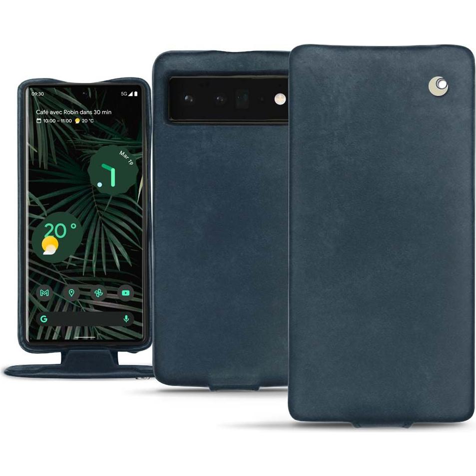 Noreve Lederschutzhülle vertikal (Google Pixel 6 Pro), Smartphone Hülle, Blau