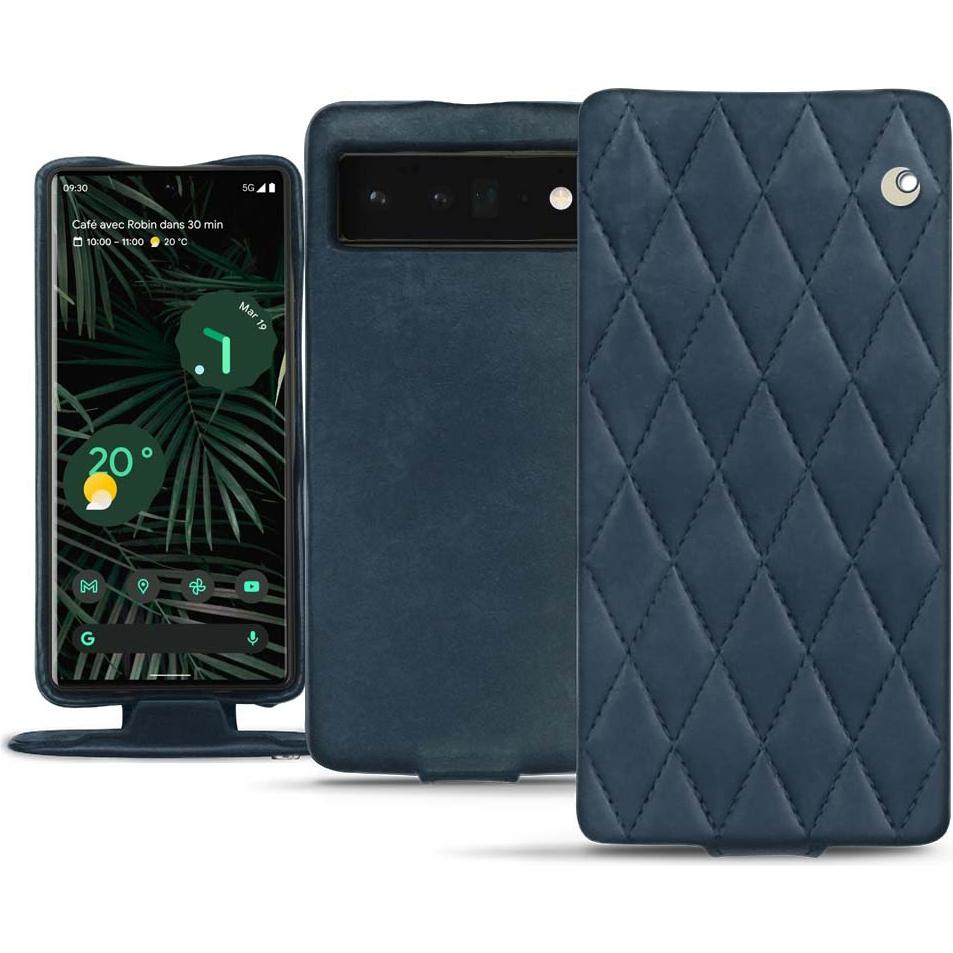 Noreve Lederschutzhülle vertikal (Google Pixel 6 Pro), Smartphone Hülle, Blau