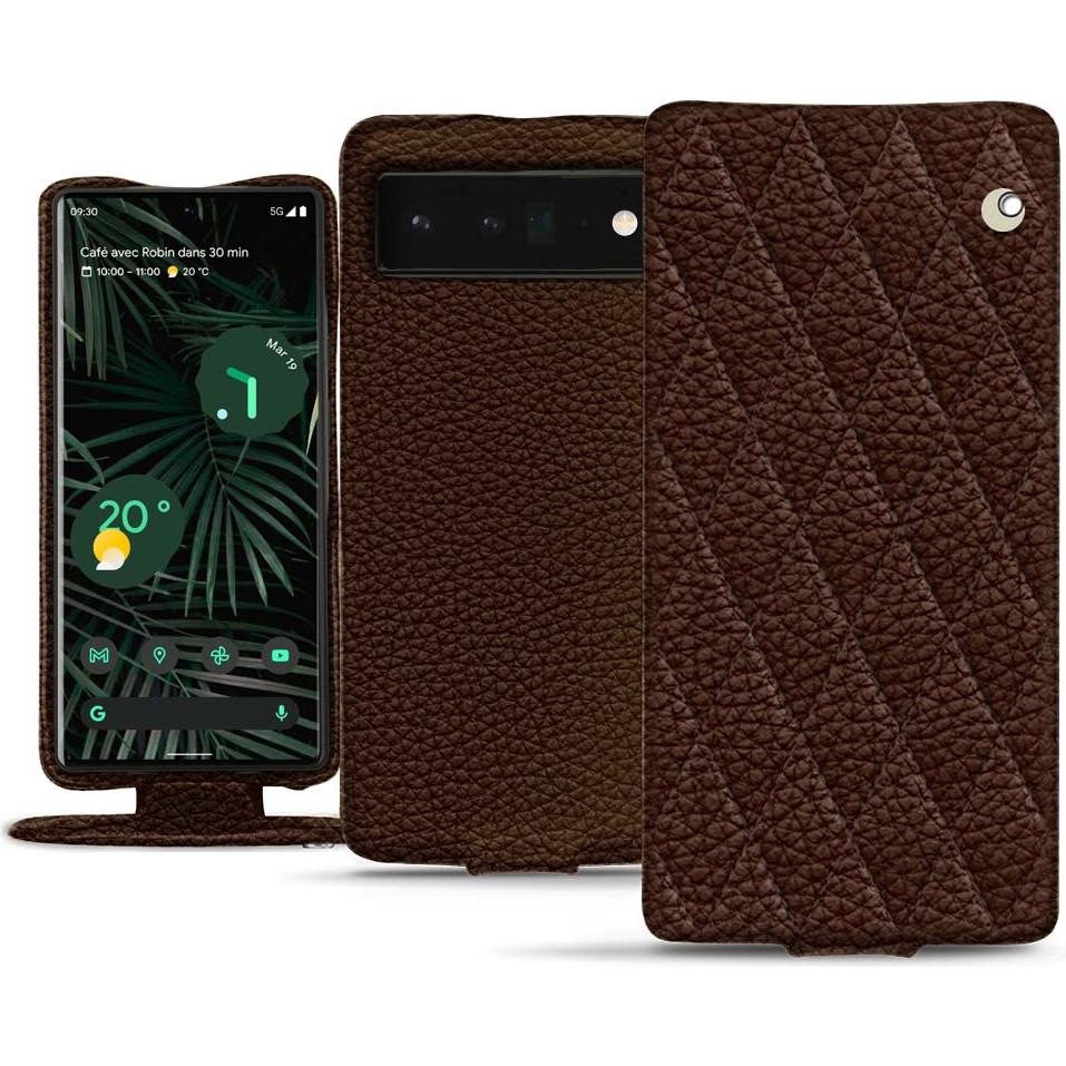 Noreve Lederschutzhülle vertikal (Google Pixel 6 Pro), Smartphone Hülle, Braun
