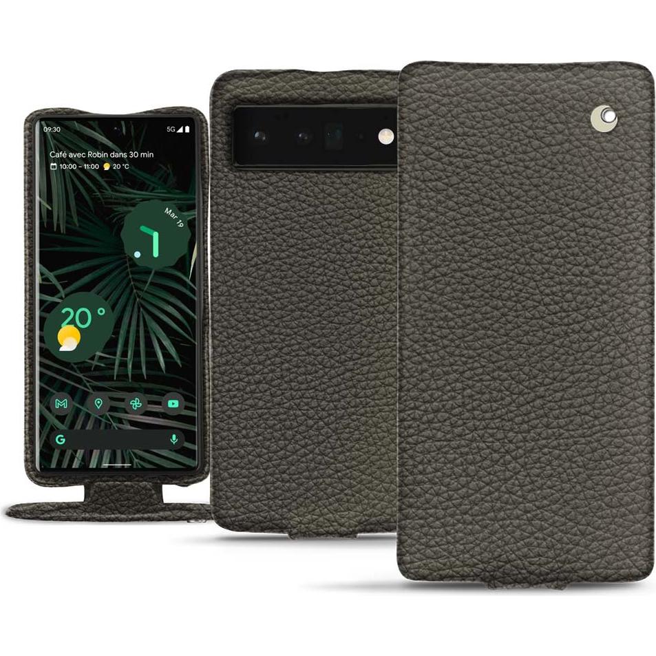 Noreve Lederschutzhülle vertikal (Google Pixel 6 Pro), Smartphone Hülle, Grau