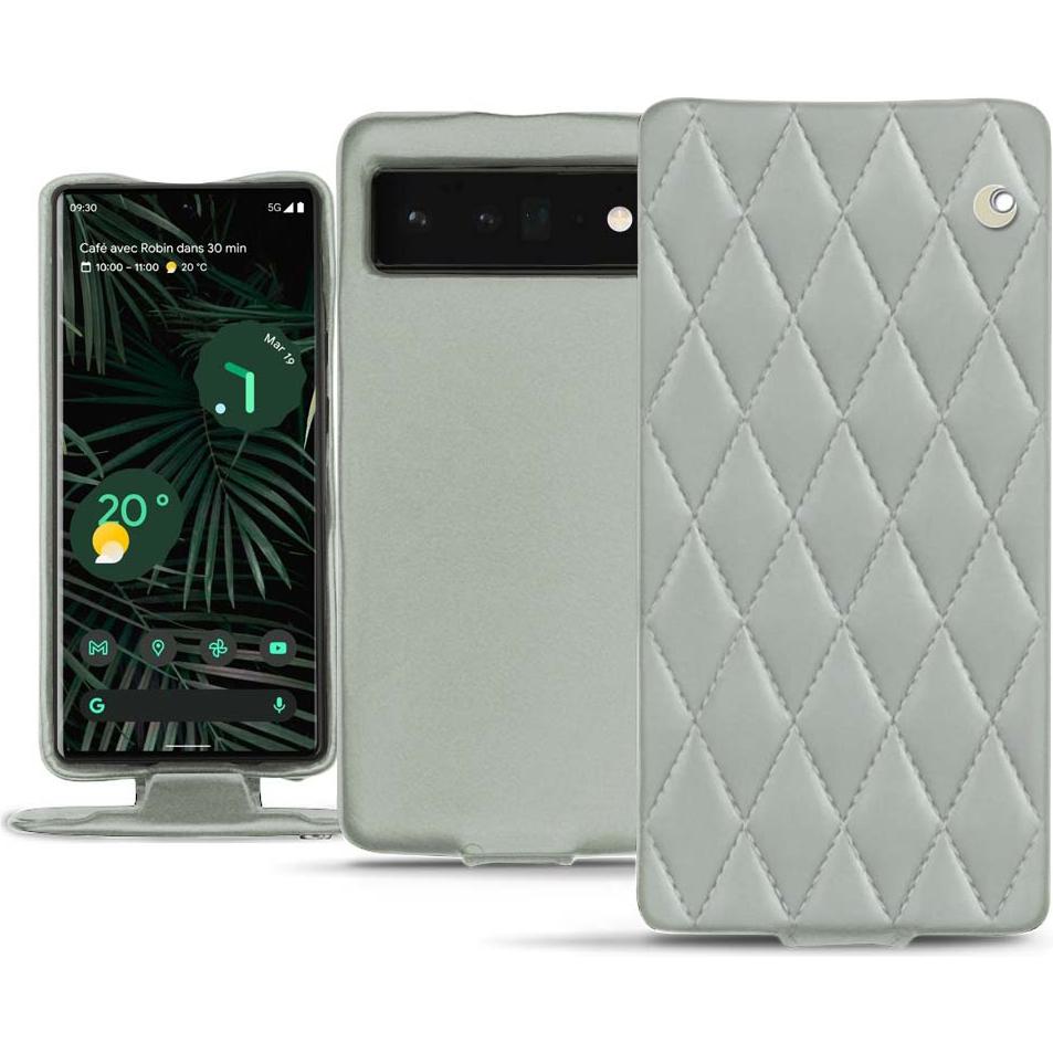 Noreve Lederschutzhülle vertikal (Google Pixel 6 Pro), Smartphone Hülle, Grau