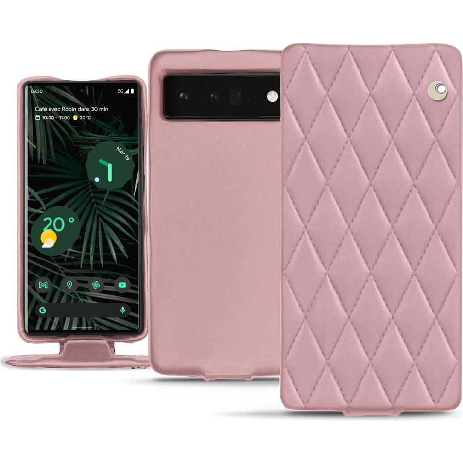 Noreve Lederschutzhülle vertikal (Google Pixel 6 Pro), Smartphone Hülle, Rosa
