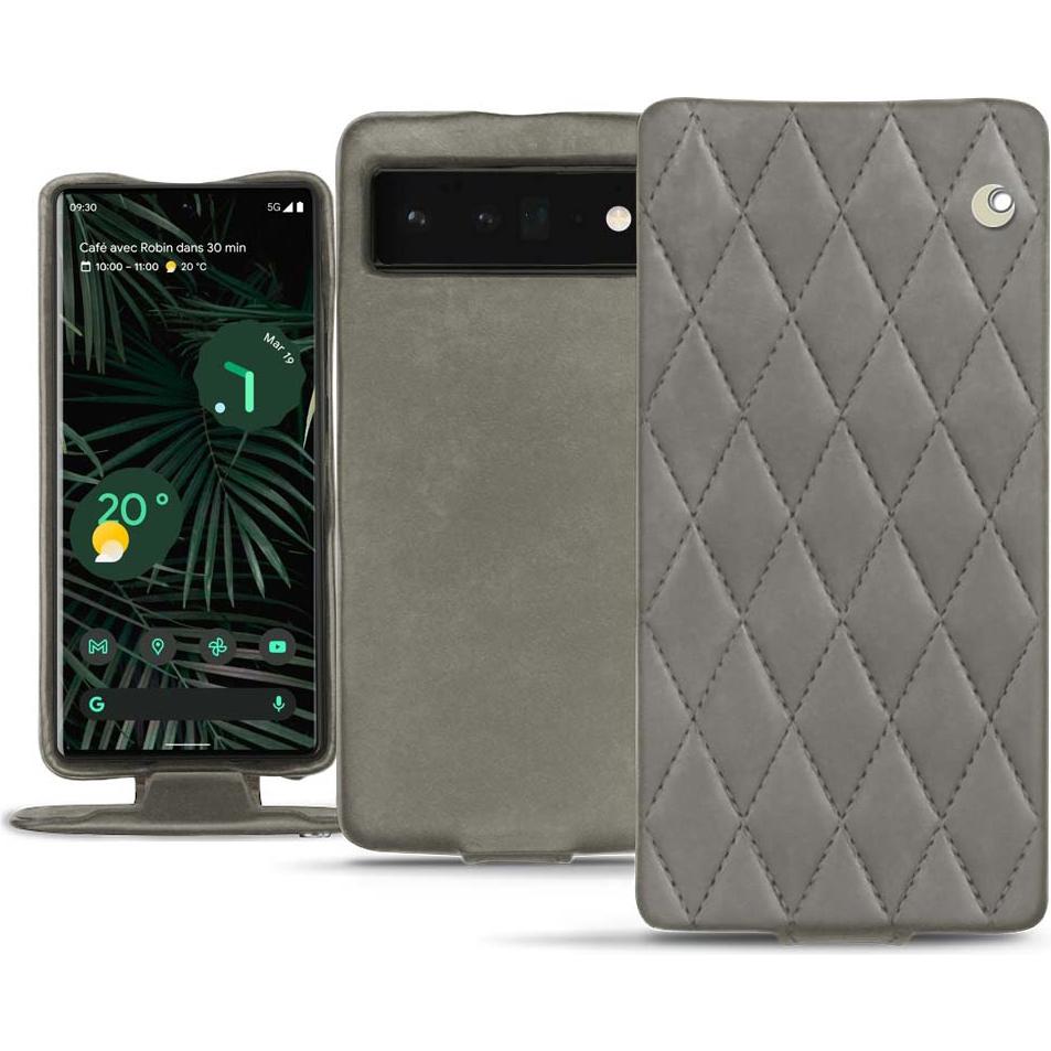 Noreve Lederschutzhülle vertikal (Google Pixel 6 Pro), Smartphone Hülle, Grau
