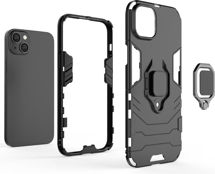 Produktbild Hurtel Ring Armor case for iPhone 14 Plus armored cover magnetic holder ring black (Apple iPhone 14 Plus)