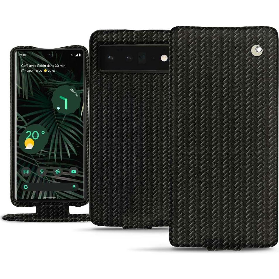 Noreve Lederschutzhülle vertikal (Google Pixel 6 Pro), Smartphone Hülle, Schwarz