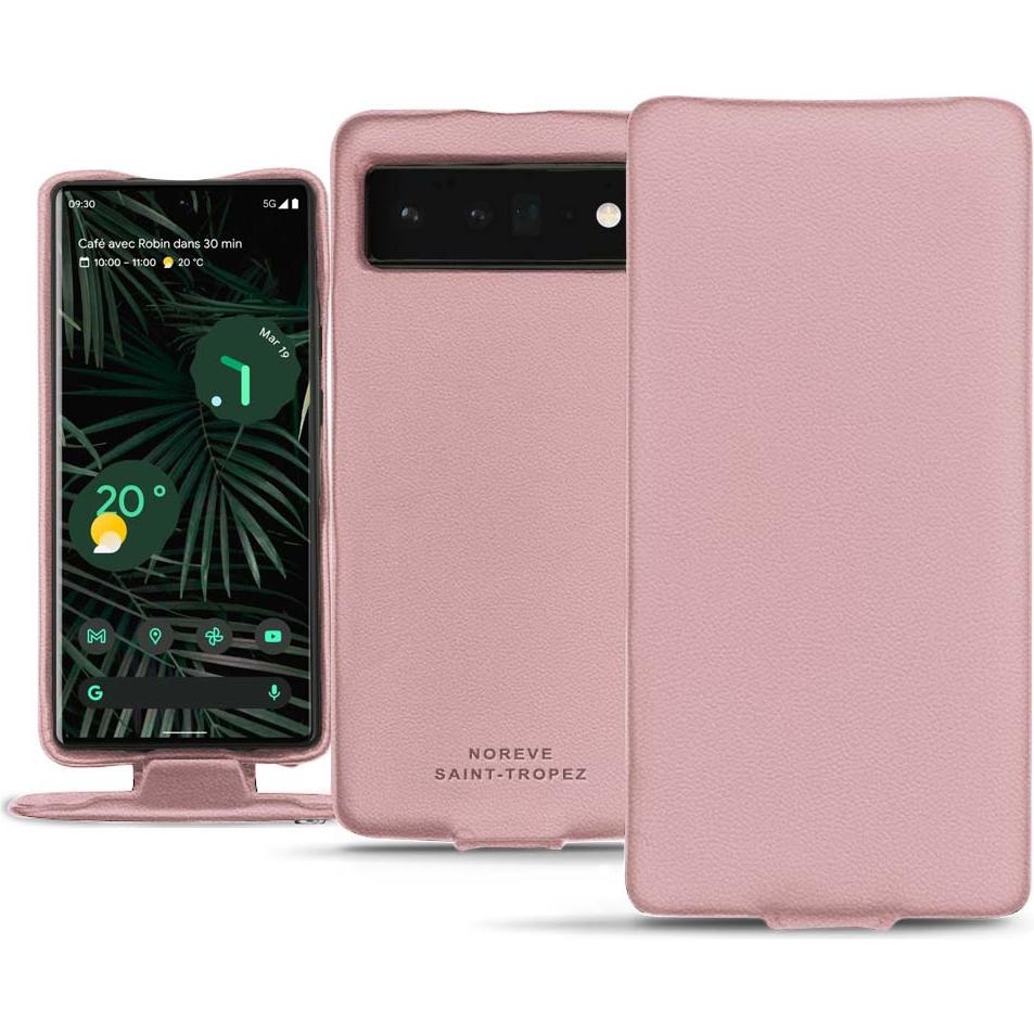Noreve Lederschutzhülle vertikal (Google Pixel 6 Pro), Smartphone Hülle, Rosa
