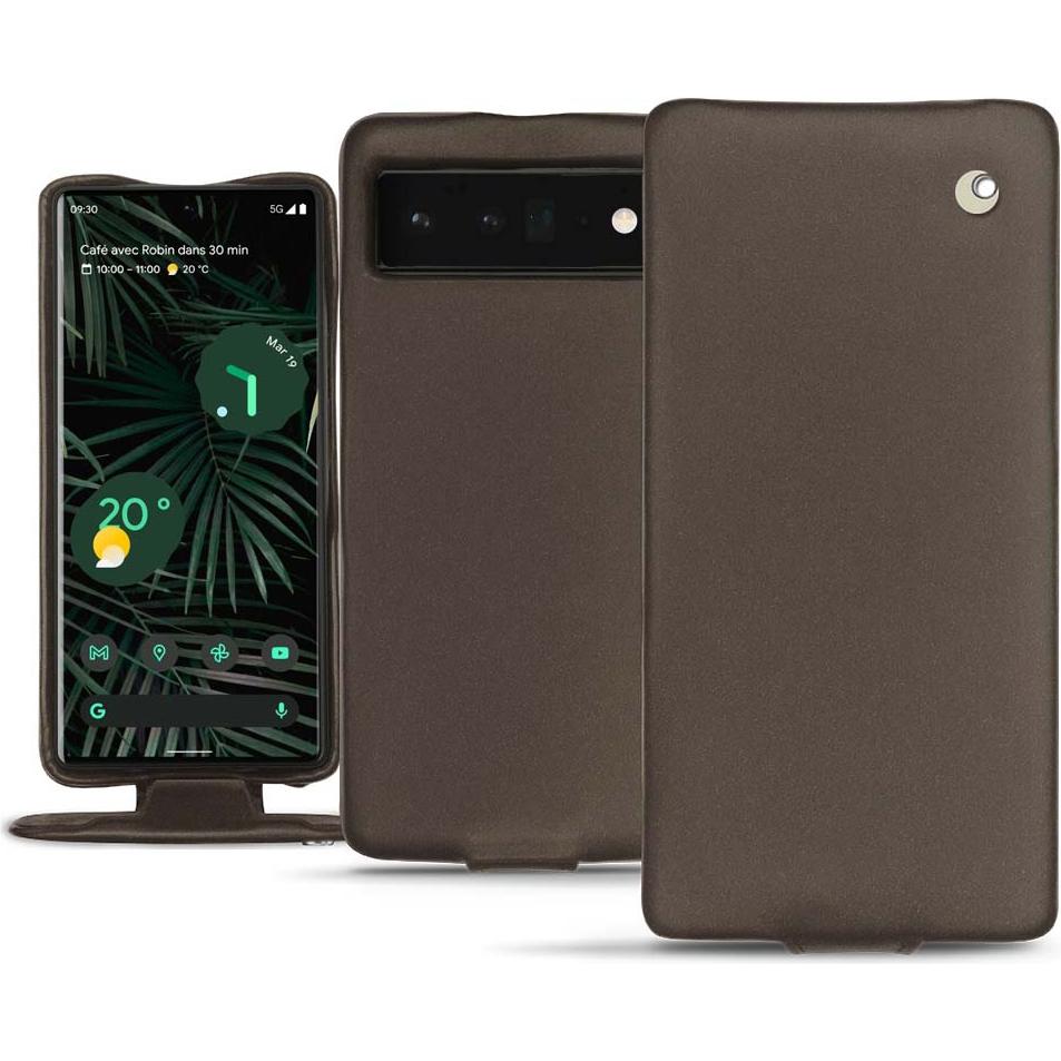 Noreve Lederschutzhülle vertikal (Google Pixel 6 Pro), Smartphone Hülle, Grau