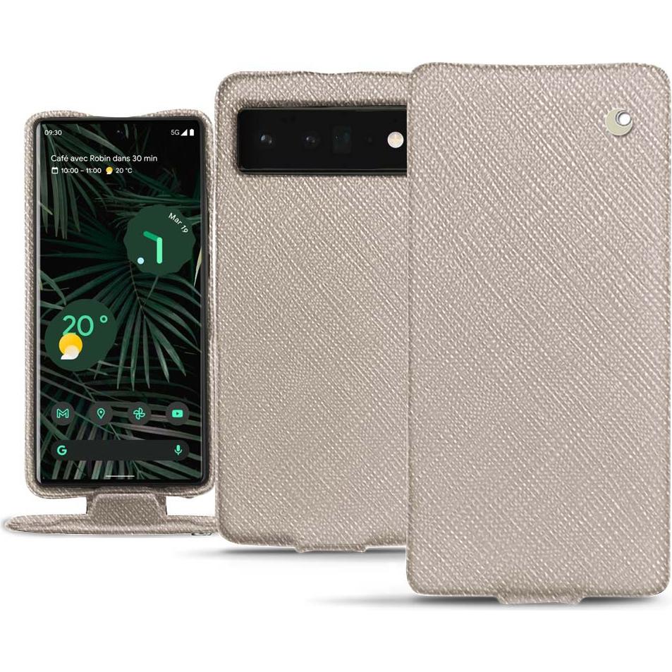 Noreve Lederschutzhülle vertikal (Google Pixel 6 Pro), Smartphone Hülle, Beige