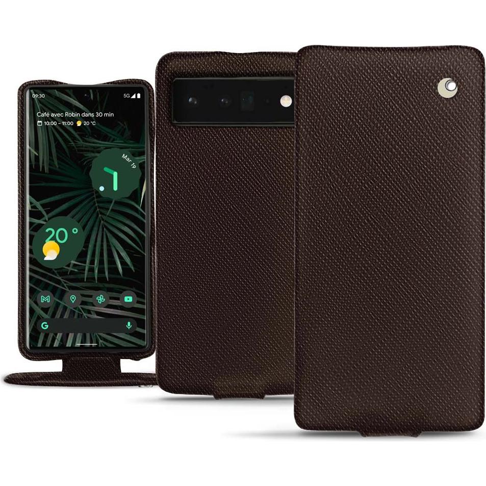 Noreve Lederschutzhülle vertikal (Google Pixel 6 Pro), Smartphone Hülle, Braun