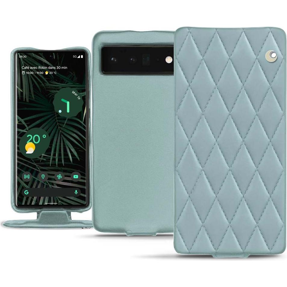 Noreve Lederschutzhülle vertikal (Google Pixel 6 Pro), Smartphone Hülle, Blau