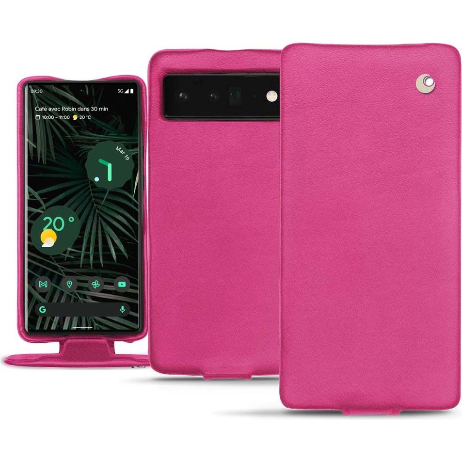 Noreve Lederschutzhülle vertikal (Google Pixel 6 Pro), Smartphone Hülle, Rosa