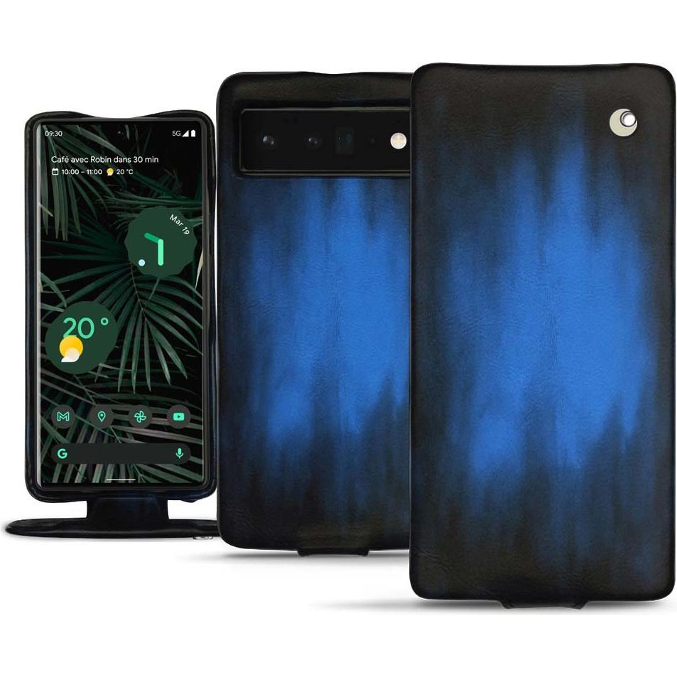 Noreve Lederschutzhülle vertikal (Google Pixel 6 Pro), Smartphone Hülle, Blau