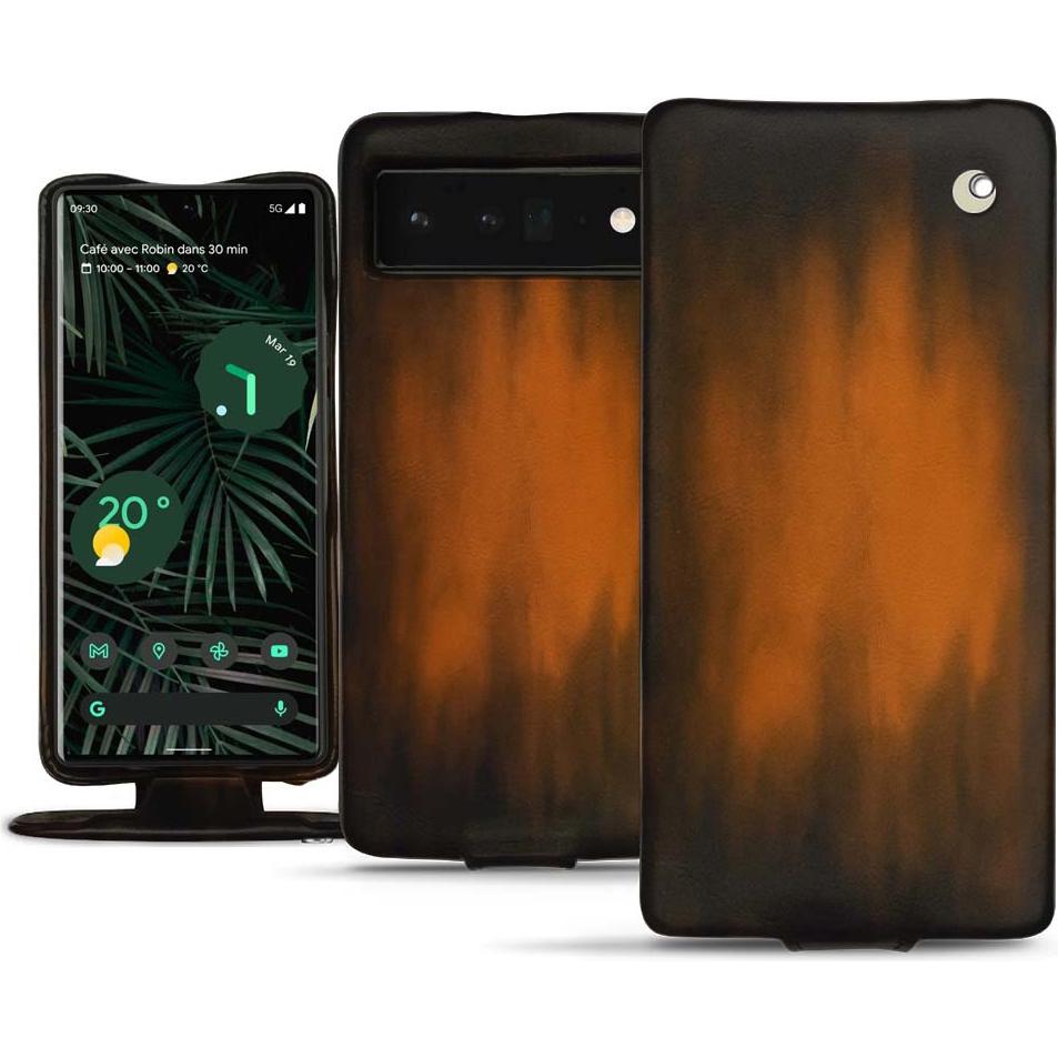 Noreve Lederschutzhülle vertikal (Google Pixel 6 Pro), Smartphone Hülle, Braun