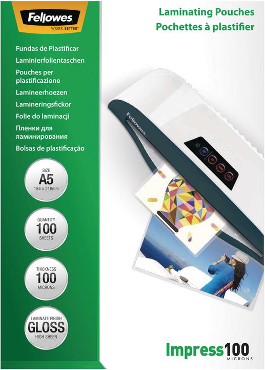 Fellowes Film de plastification A5 100 mic brillant - 100 pièces (A5, 100 pièce(s), 100 µm)
