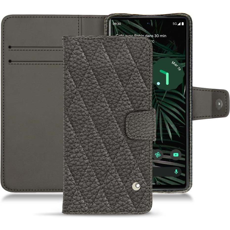 Noreve Lederschutzhülle Wallet (Google Pixel 6 Pro), Smartphone Hülle, Grau