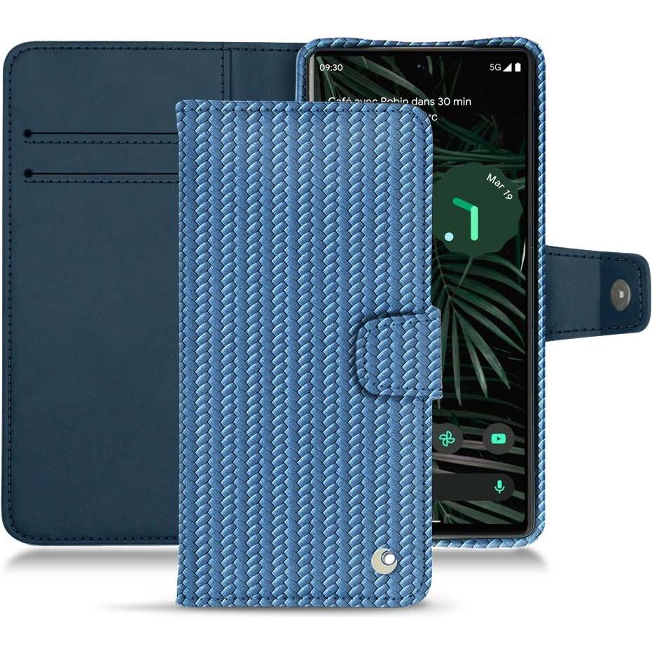 Noreve Lederschutzhülle Wallet (Google Pixel 6 Pro), Smartphone Hülle, Blau