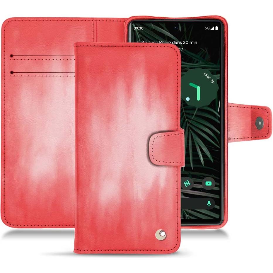 Noreve Lederschutzhülle Wallet (Google Pixel 6 Pro), Smartphone Hülle, Rosa