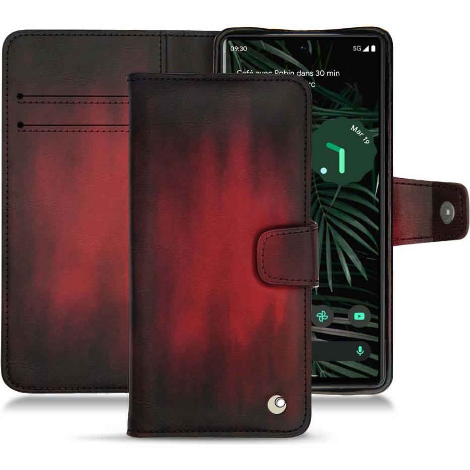 Noreve Lederschutzhülle Wallet (Google Pixel 6 Pro), Smartphone Hülle, Rot