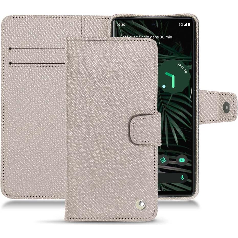 Noreve Lederschutzhülle Wallet (Google Pixel 6 Pro), Smartphone Hülle, Beige