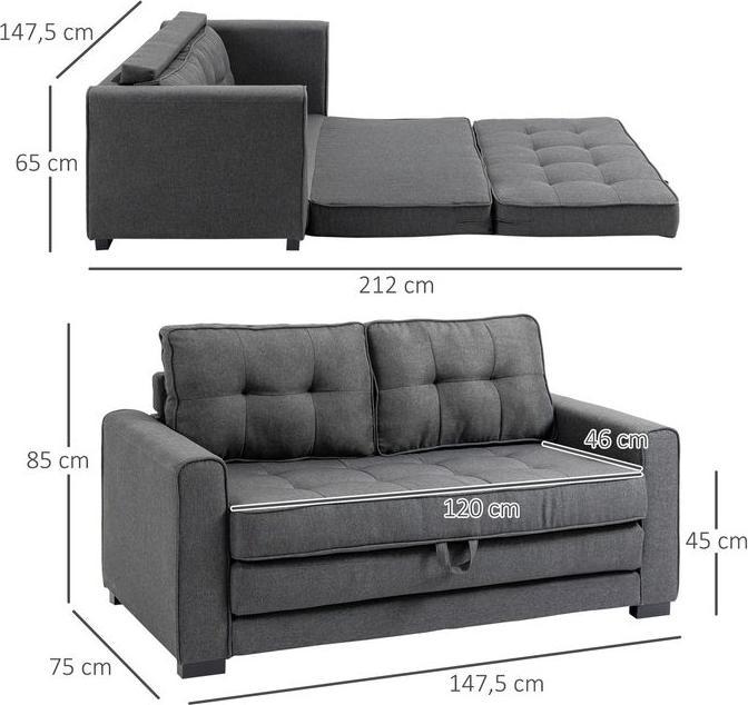 Image du produit Swisshandel24 Schlafsofa Klappsofa 2-Sitzer Stoffsofa Bettsofa Sofa mit Schlaffunktion Sofagarnitur Leinen-Touch G (Canapé-lit)