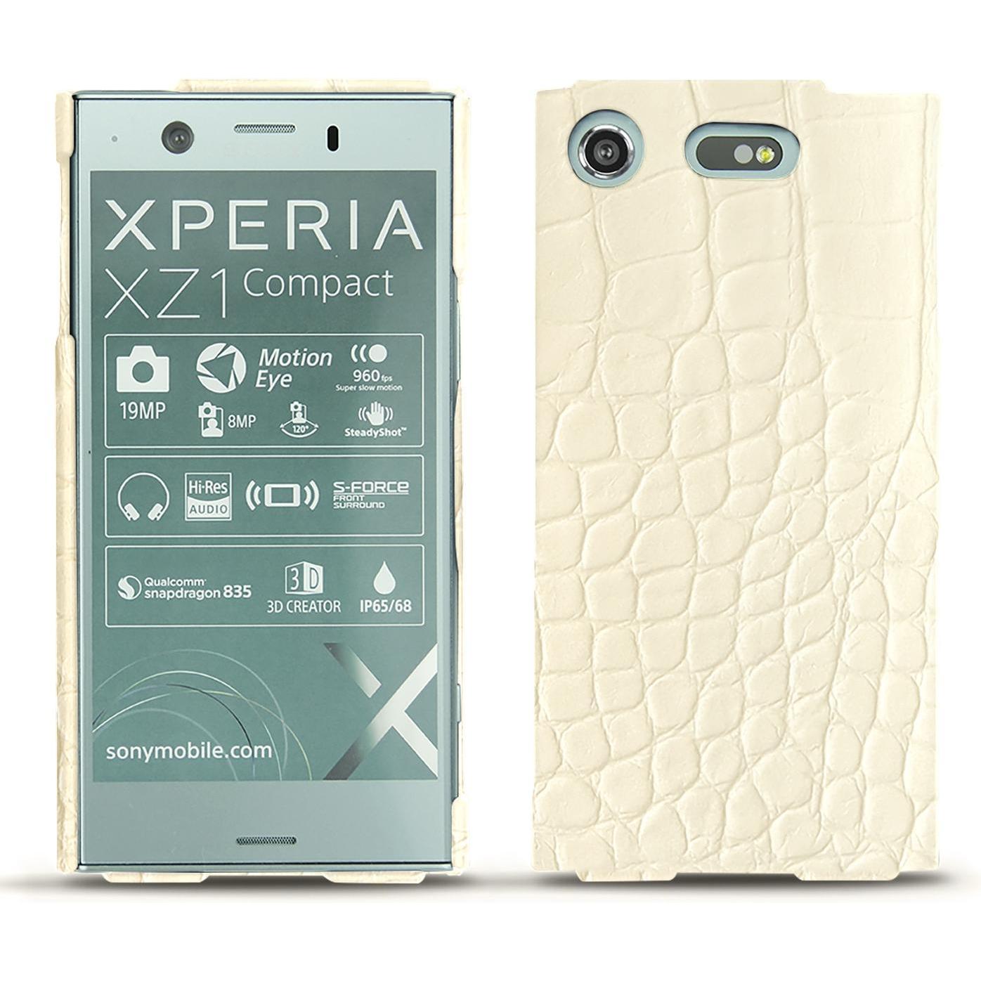 Noreve Lederschutzhülle (Sony Xperia XZ1 Compact), Smartphone Hülle, Weiss