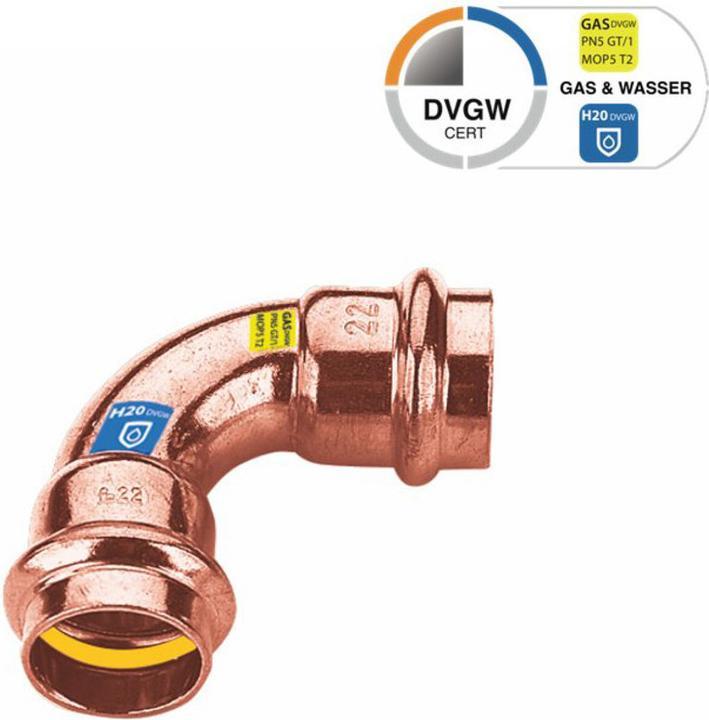 Actual product image Sanpro Fitting - Pressfitting copper 90° elbow, size V 15 (Press connection)
