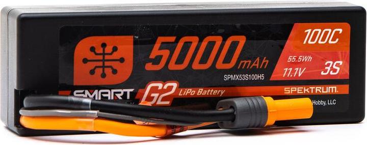 Spektrum LiPo Pack 5000mAh 3S 11.1V Smart G2 Hard Case LiPo 100C IC5 (11.10 V, 5000 mAh)