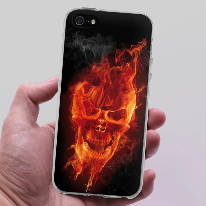 Actual product image DeinDesign Silikon Hülle für Apple iPhone 5s Handyhülle Case Smartphone Schutzhülle Feuer Schädel Totenkopf (Apple iPhone 5s)