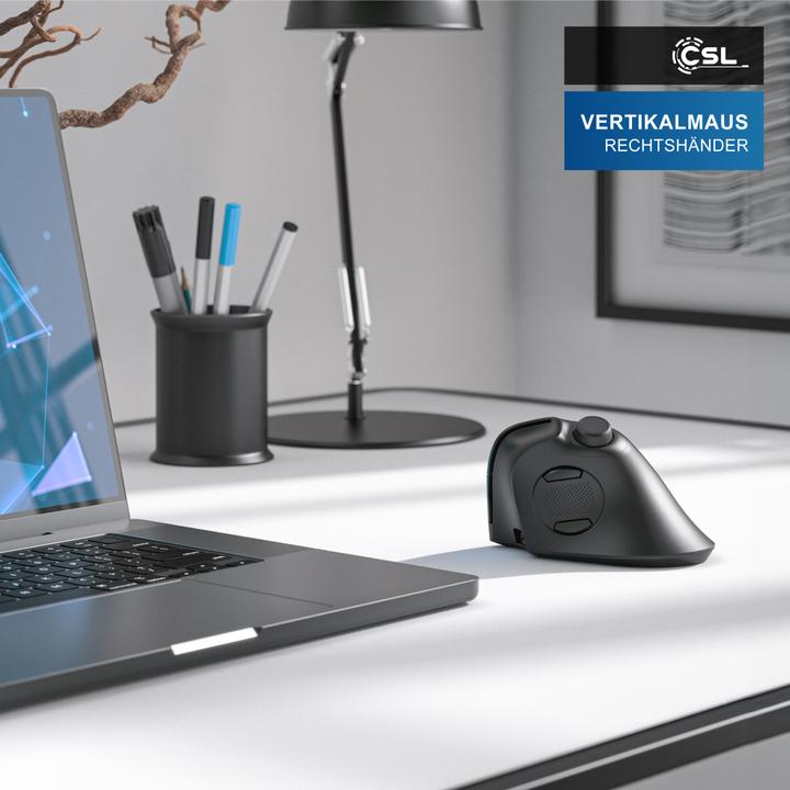 Actual product image CSL Wireless vertical mouse, 2.4 GHz radio, 250dpi, ergonomic wireless mouse, against mouse arm / (Wireless)