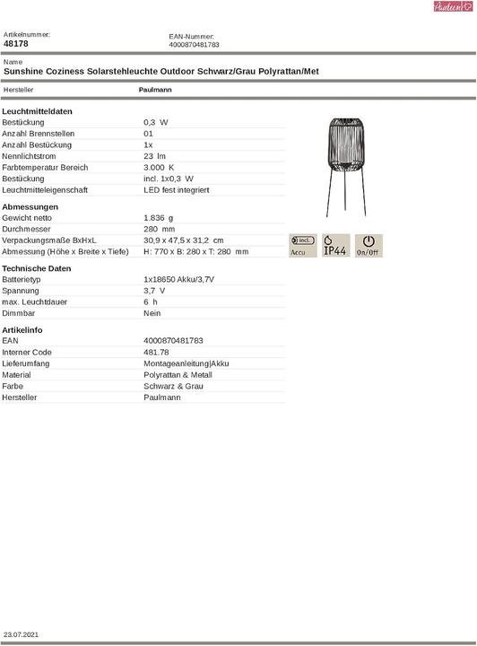 Produktbild Pauleen Sunshine Coziness (33 lm, IP44)
