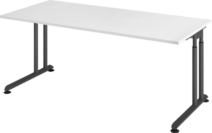 Hammerbacher Schreibtisch C-Fuss 180x80cm Weiss/Graphit (180 x 80 cm)
