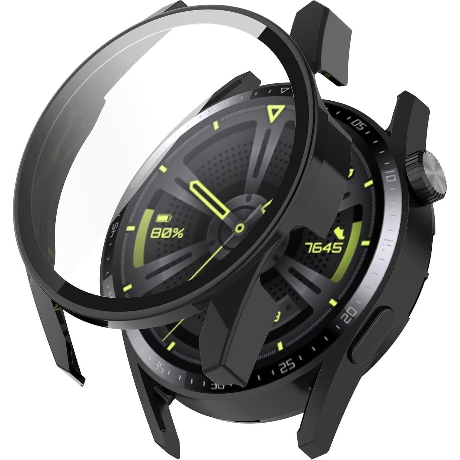 Techsuit - Defense360 Pro - Huawei Watch GT 3 (46mm) - Black, Accessori per smartwatch, Nero