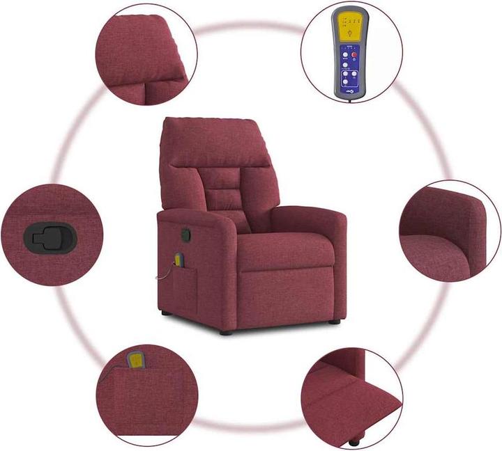 Actual product image VidaXL Massage chair wine red fabric