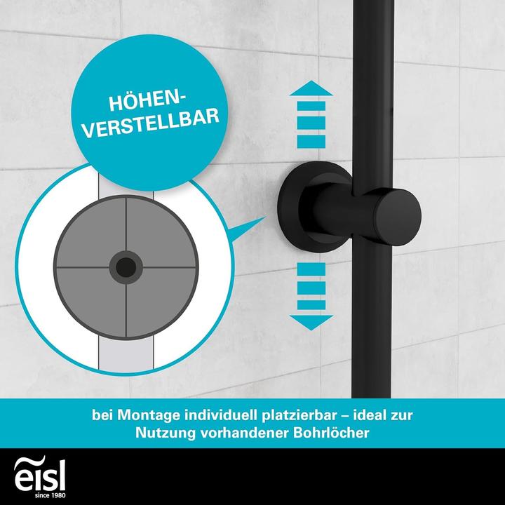 Image du produit Eisl Douche à effet pluie salle de bains EASY ENERGY Ensemble de douche suspendu noir mat Système de