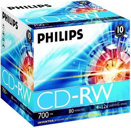 Produktbild Philips 1x10 CD-RW 80Min 700MB 4-12x JC (10 x)