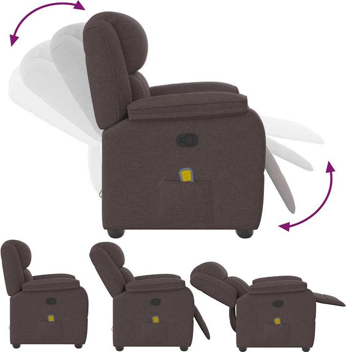 Immagine prodotto vidaXL Poltrona massaggiante in tessuto marrone scuro Poltrona massaggiante TV