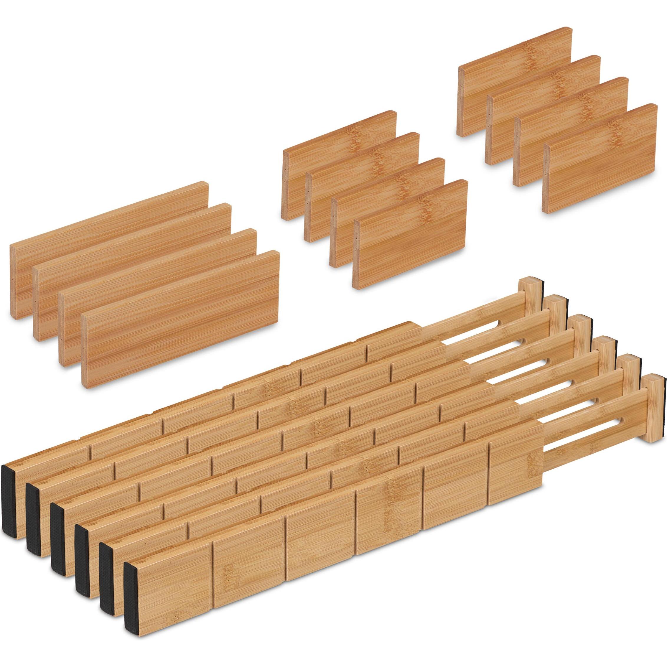 Relaxdays Schubladentrenner-Set, Küchen Organizer, Braun