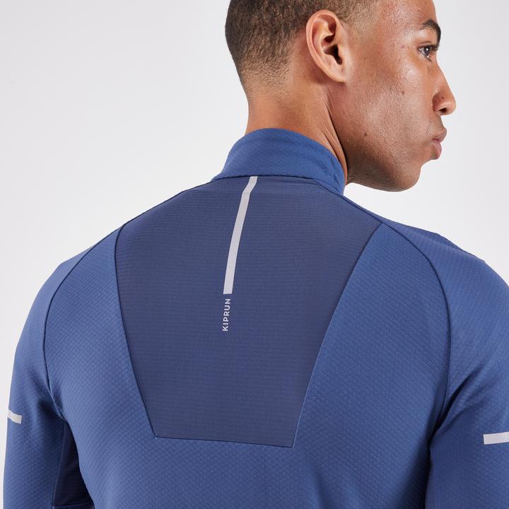 Actual product image Kiprun Men's long-sleeved running shirt with zip - Run 900 warm blue (XXL)