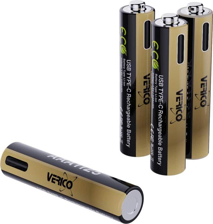 Actual product image Verico LoopEnergy 4-Pack AAA PRO - Wiederaufladbare USB-C Batterie AA 1,5V 1125mWh (750mAh) Li-Ion (4 pcs., AAA, 750 mAh)