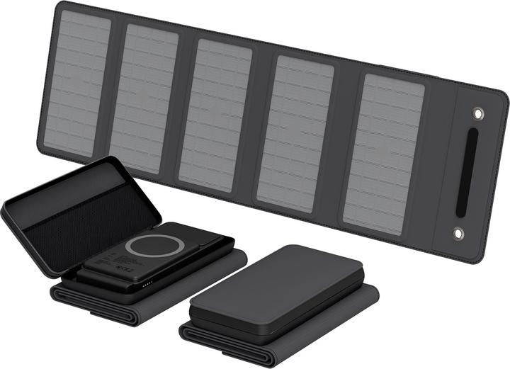 Actual product image Xlayer Wireless powerbank 10,000mAh 15W black with solar panel (10000 mAh, 15 W, 37 Wh)
