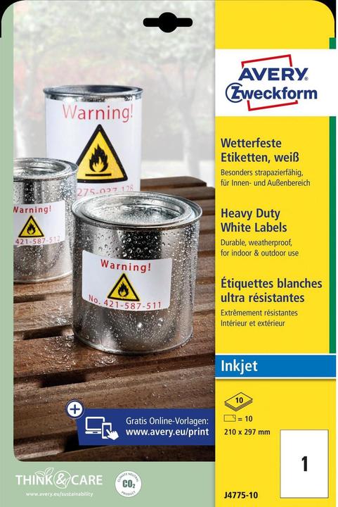 Actual product image Avery weatherproof and durable inkjet labels